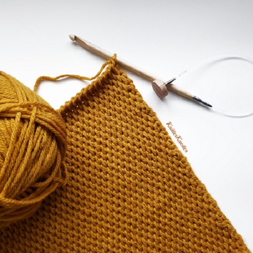 Tunisian crochet full stitch - Pillow - design KnitterKnotter