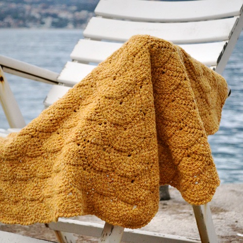 Tunisian Shell Blanket TC short rows by Lena Fedotova