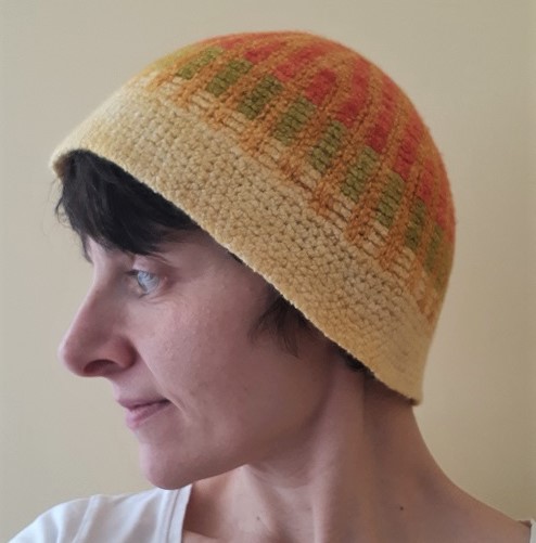 Felting Tunisian crochet beanie