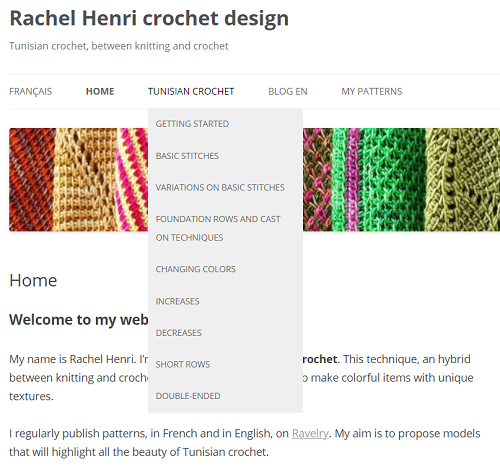 The tab Tunisian crochet has a drop-down menu to give access to plenty of techniques.