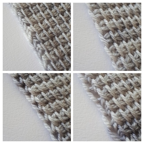 Different edge stitches at the end of the forward pass in Tunisian crochet