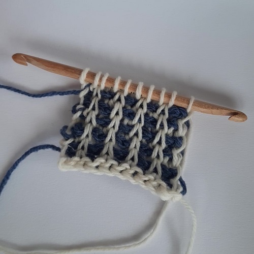 Tunisian rib stitch flat with a double-ended hook